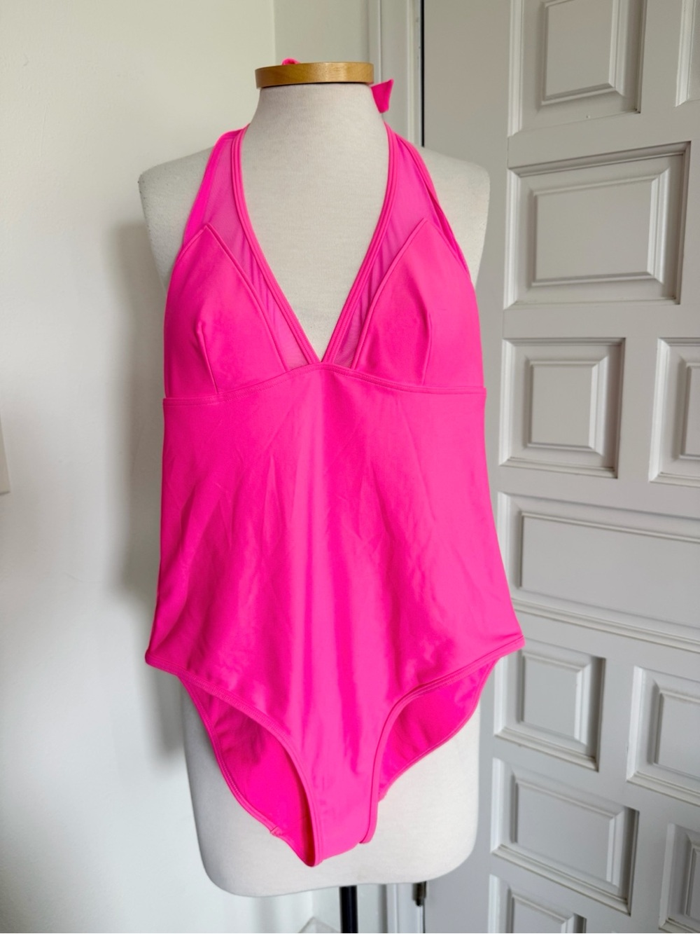 NWT Ted Baker Neon Pink Halter One-Piece Swimsuit